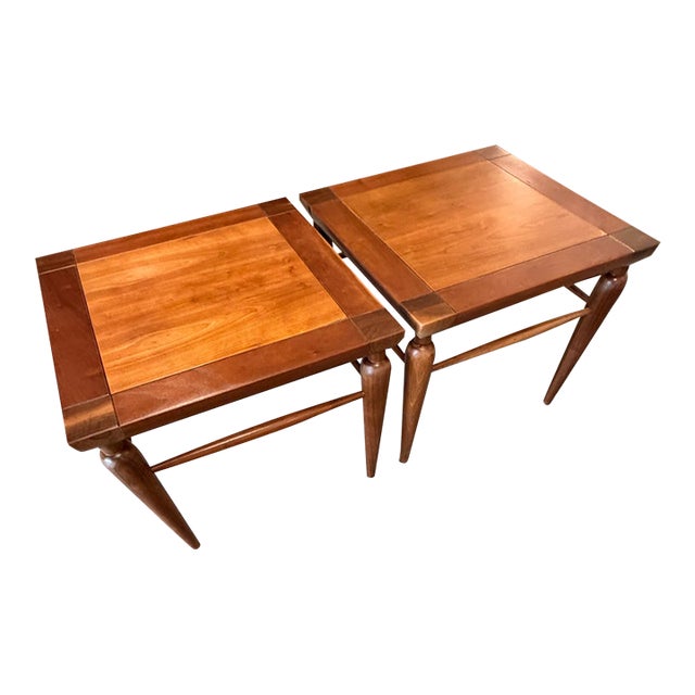 Heritage-Henredon Mid-Century Square Side Tables, Fully Restored — A Pair For Sale