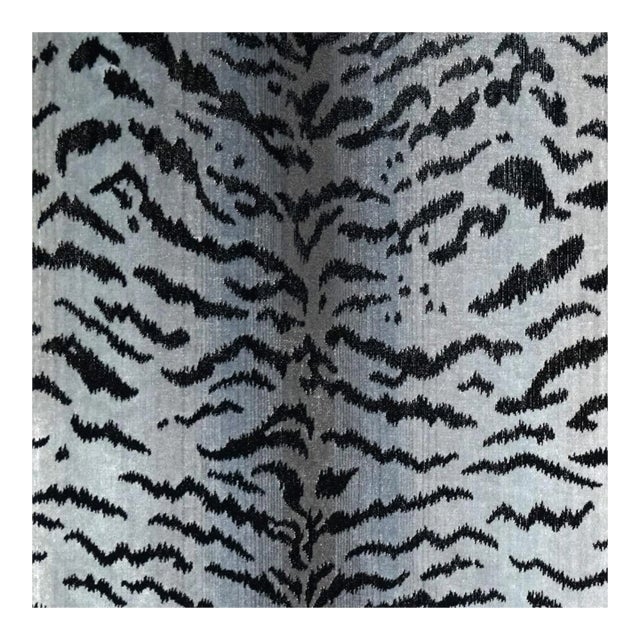 The House of Scalamandré Tigre Fabric, Silver & Black For Sale