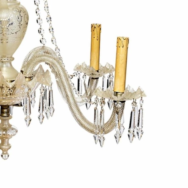 Metal and Crystal Ceiling Lamp For Sale - Image 5 of 6