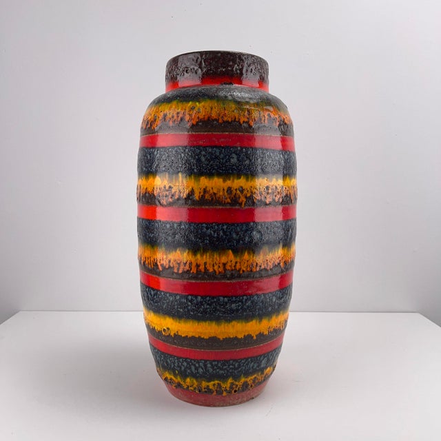 Orange-Red Fat Lava Floor Vase from Scheurich, West Germany, 1970s For Sale - Image 9 of 9