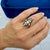 Gold Art Nouveau Platinum 18k Gold 1.77ctw Pearl Sapphire Diamond Navette Ring, Size 4.25 For Sale - Image 8 of 8