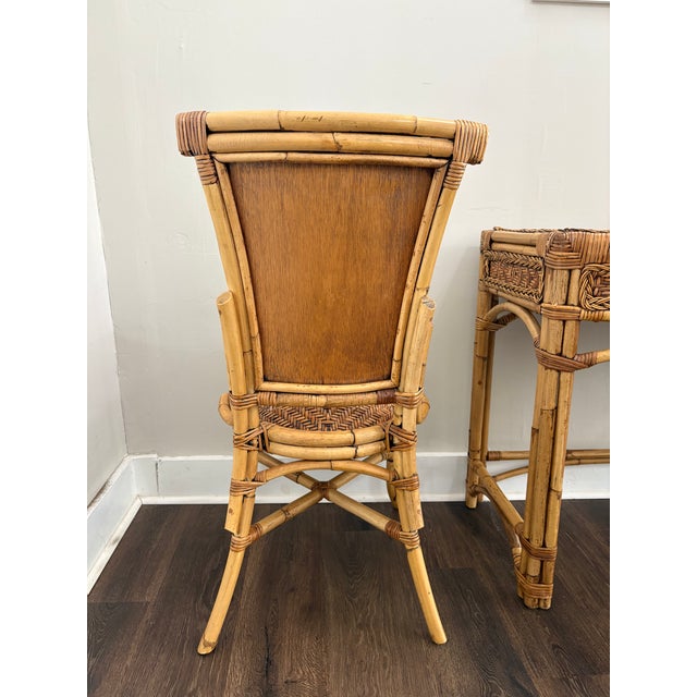 1970s Wicker and Bamboo Writing Desk/Vanity For Sale - Image 12 of 14