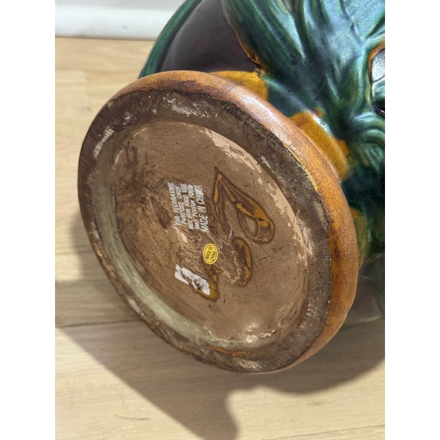Green Vintage Sarreguemines Style Faience Vase For Sale - Image 8 of 8