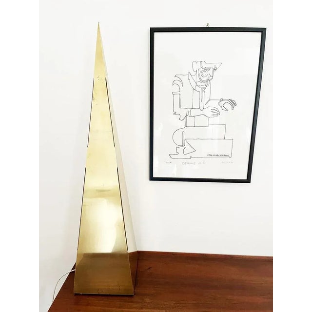 Pair of Top Design Brass Lamps, 1970 Pair of Top Design Brass Lamps, 1970 Year: 1970, Made in Italy Materials: Wood, Brass...