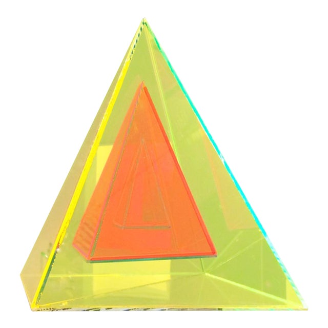 "Pyramid 2" Contemporary Fluorescent Wall Sculpture by Seda Saar For Sale