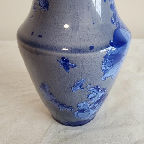 Masterwork Macro-Crystalline Cobalt Porcelain Vessel - Studio Signed #1846 For Sale - Image 11 of 14