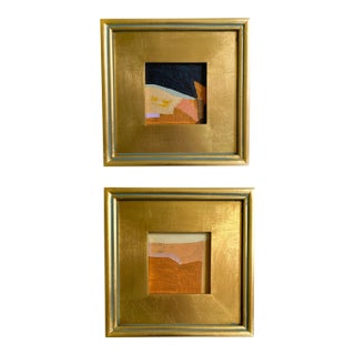 "Night and Day" Pair of Framed Mini Paintings by Jessalin Beutler For Sale