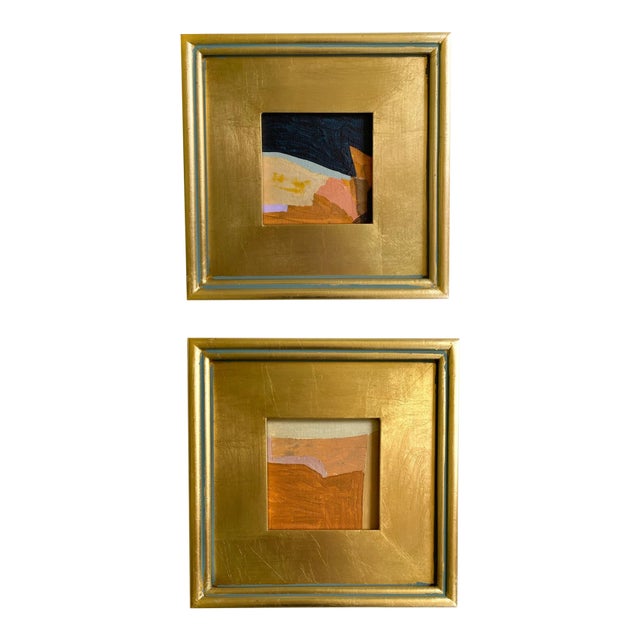 "Night and Day" Pair of Framed Mini Paintings by Jessalin Beutler For Sale