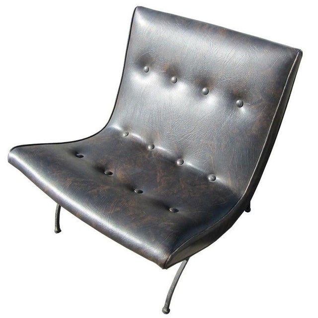 Vintage Dark Brown Patina Leather Scoop Chair by Milo Baughman For Sale In Houston - Image 6 of 6
