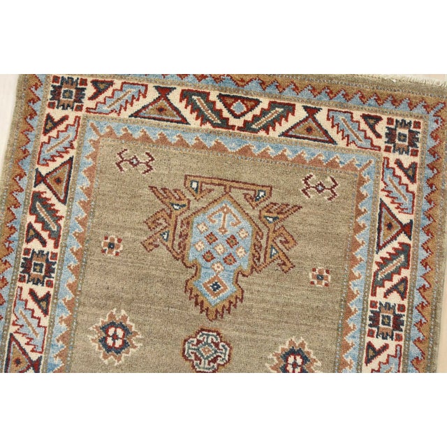 Kazak Runner 2’8” X 9’8” Brown Wool Tribal Hand-Knotted Oriental Rug For Sale In Philadelphia - Image 6 of 12