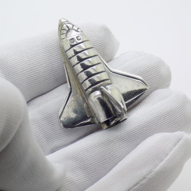 Rare vintage miniature with a futuristic charm depicting a space shuttle, handmade in Italy between the 1980s and 1990s in...