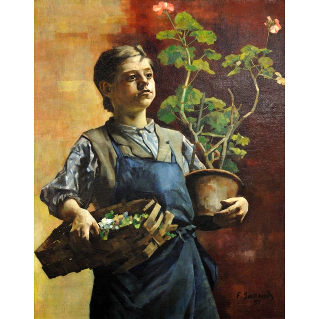 François Désiré Antoine Gailliard 1861 - 1932 Belgian ( b.1861 – d.1932 ). Le Petit Jardinier, 1887 Oil On Canvas. Signed...