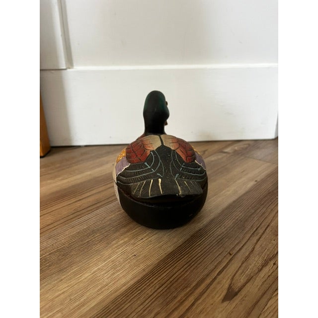 Vintage Ceramic Hand Painted Mallard Duck Trinket Box For Sale - Image 4 of 10