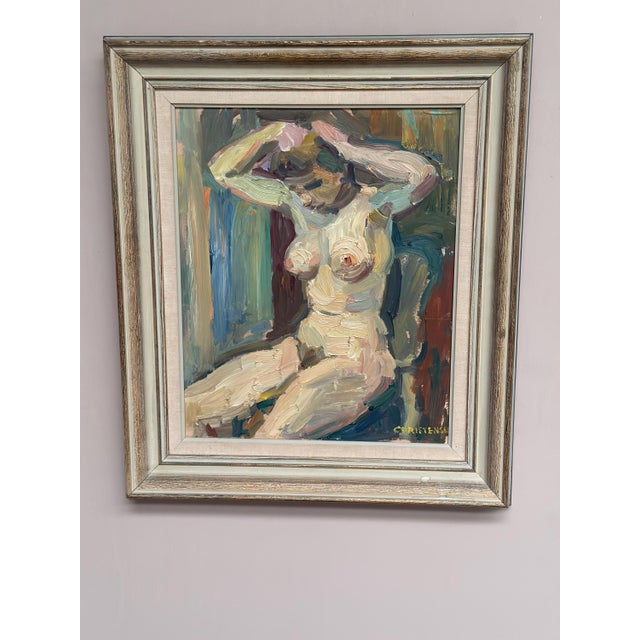 Gunnar Christenson, Nude Figurative Composition, 1950s, Oil Painting on Panel, Framed For Sale - Image 9 of 17