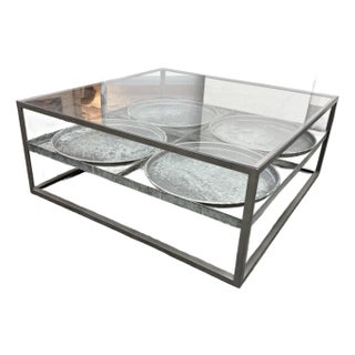Blue Ocean Traders Tilford Glass Top Tray Coffee Table For Sale