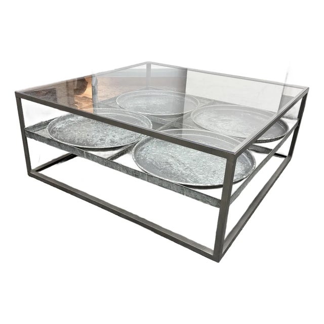 Blue Ocean Traders Tilford Glass Top Tray Coffee Table For Sale
