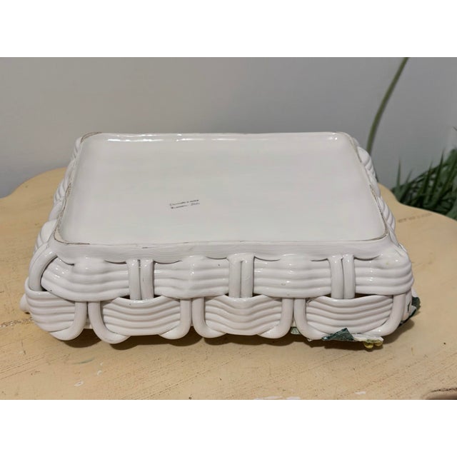 Mid 20th Century Italian Majolica Center Piece in the Form of a Large Basket Weave. For Sale - Image 10 of 10
