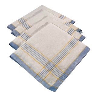 20th Century Country Linen Striped Napkins - Set of 4 For Sale