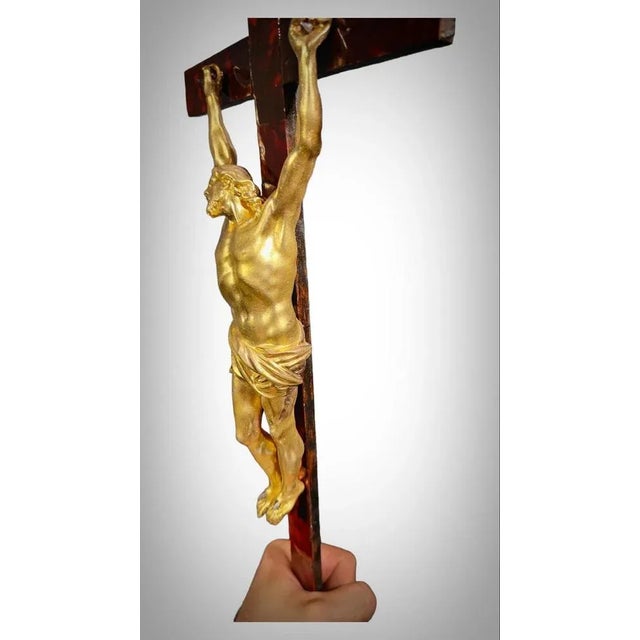 Gold Large Cross with Christ in Gilt Bronze, 1640 For Sale - Image 8 of 13