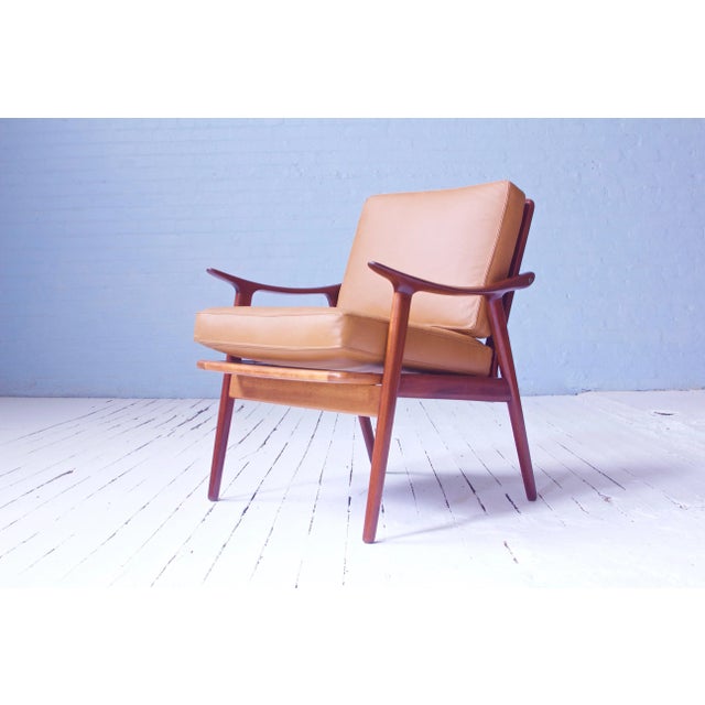 1950s Vintage Fredrik A. Kayser Teak, Leather & Brass Easy Chair #563, Norway, 1950s For Sale - Image 5 of 12