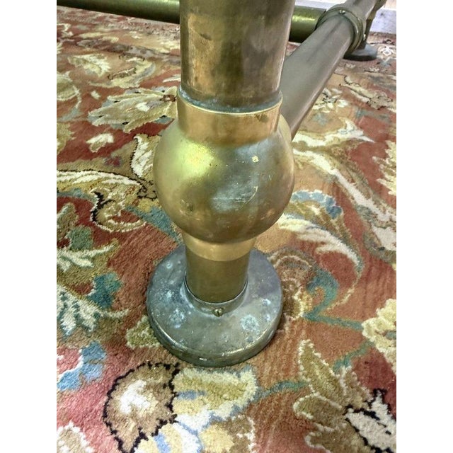 Brown Workbench in Oak and Brass For Sale - Image 8 of 9