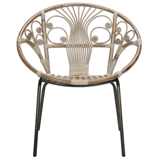 Rattan Accent Chair in Grey Whitewash For Sale - Image 9 of 9