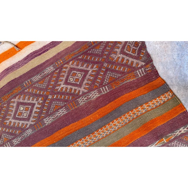 1990s Authentic Flatweave Rug With Striped Pattern - 9.9 X 5.05 Ft For Sale - Image 9 of 10