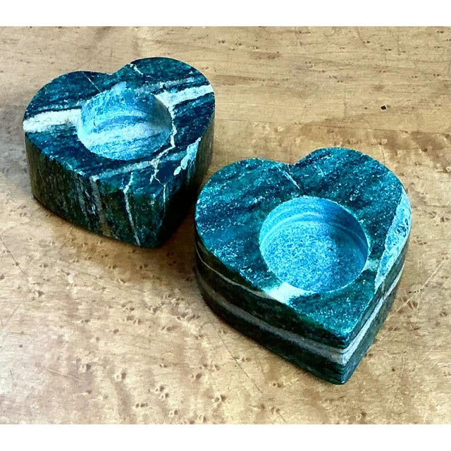 Vintage Green Stone Heart-Shaped Votive Candle Holders For Sale - Image 12 of 12