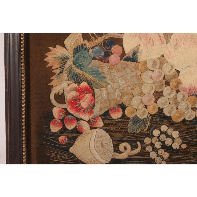 Regency Wool and Silk Threadwork Picture: Still Life of Fruit With Birds For Sale - Image 14 of 16