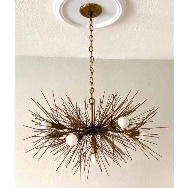 Brutalist Brass Urchin Chandelier by Feldman | Chairish
