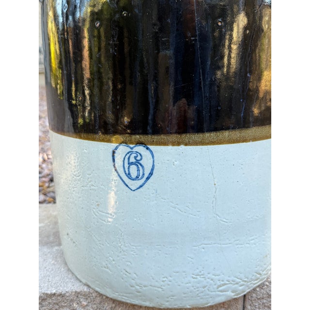 Antique 6-Gallon Two-Tone Stoneware Crock Manufactured by Burley & Winter Pottery For Sale - Image 4 of 5