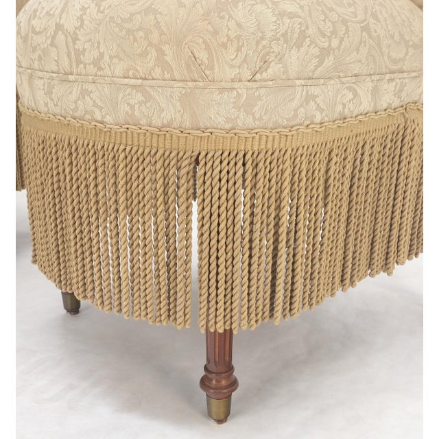 Wood Pair Decorative Turned Mahogany Legs Tassels Decorated Fireside Slip Chair MINT! For Sale - Image 7 of 14