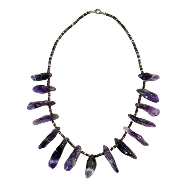 Vintage Amethyst and Hashi Beaded Necklace For Sale