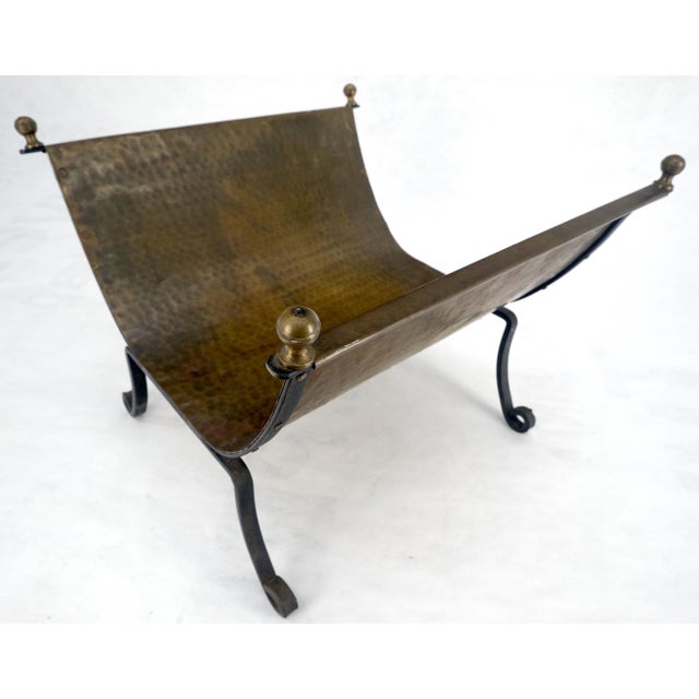 Hammered Copper & Wrought Iron Base Ball Finials Arts & Crafts Magazine Rack For Sale - Image 12 of 13