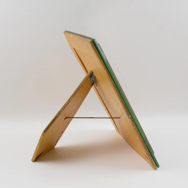 Art Deco French Copper Pink and Silver Mirrored Glass Picture Frame, 1940s For Sale - Image 3 of 10