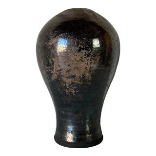 1980's Vintage Bulbous Art Studio Pottery Vase, Signed For Sale