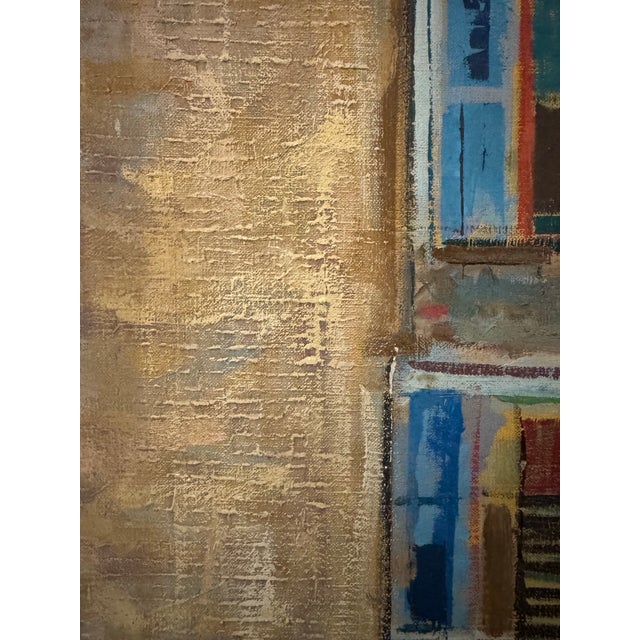 Mid-Century Modern Vintage City Building Painting For Sale - Image 3 of 11