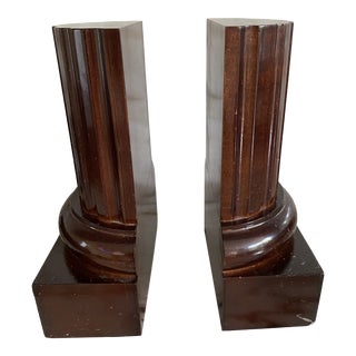 Solid Wood Column Bookends, Pair For Sale