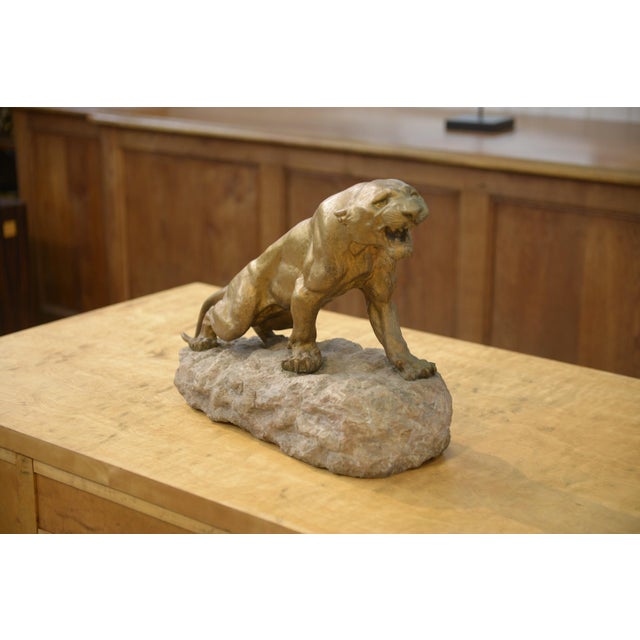 Thomas Cartier, Bronze Panther on a Stone Base, 1900, Bronze For Sale - Image 10 of 11