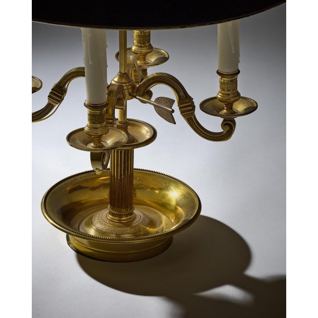 Metal Vintage Large French Empire Style Bouillotte Lamp For Sale - Image 7 of 9