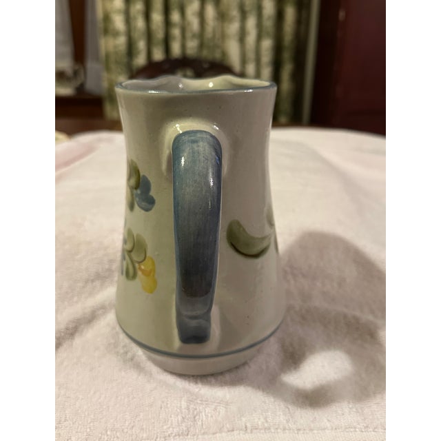 Louisville, KY Stoneware Country Flower Blue Handled Ceramic Pitcher 7 1/2" Tall Up for your consideration is a beautiful...