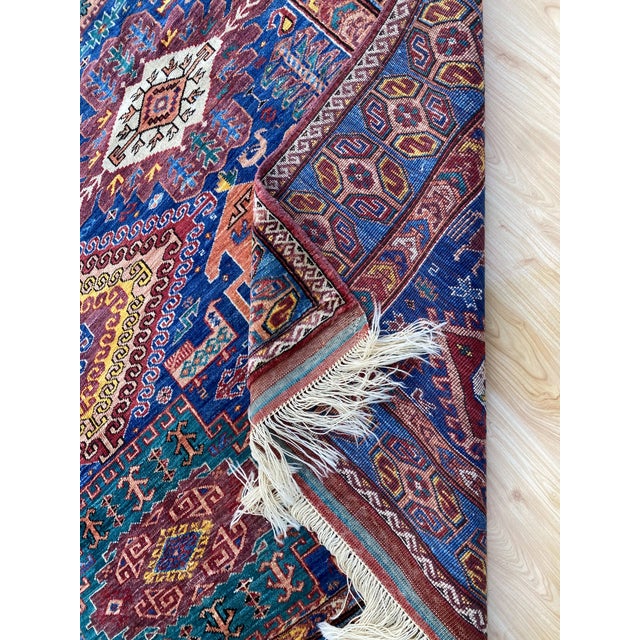 Navy Blue Vintage Baluch Wool Area Rug, Tribal Medallion Pattern For Sale - Image 8 of 8
