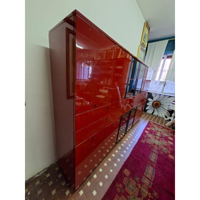 Wood Italian Sideboard in Glossy Chinese Red Lacquer by Cappellini, 1990 For Sale - Image 7 of 18
