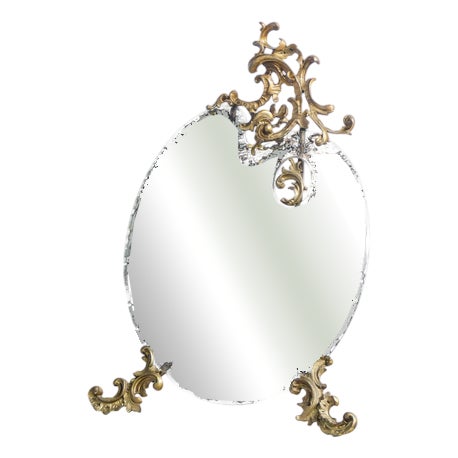 Art Nouveau Table Mirror with Bronze Frame For Sale