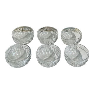 Mid 20th Century Discontinued Villeroy & Boch Miss Desiree Pressed Crystal Bowls — Set of Six For Sale