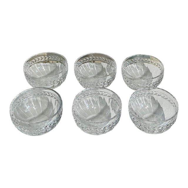 Mid 20th Century Discontinued Villeroy & Boch Miss Desiree Pressed Crystal Bowls — Set of Six For Sale