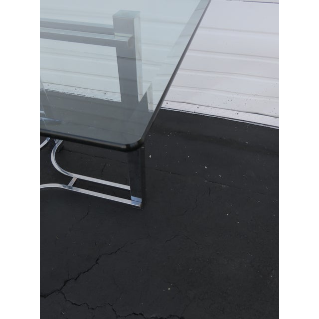 Hollywood Regency Chrome Glass Top Dining Table 6430 For Sale - Image 18 of 18