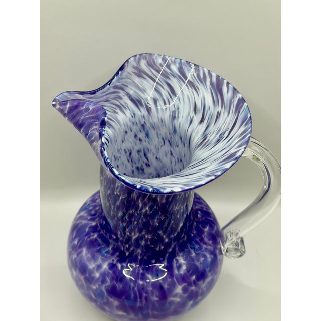 Vintage Wheaton Village 2000 Purple Hand Blown Glass Pitcher Vase For Sale In Philadelphia - Image 6 of 6