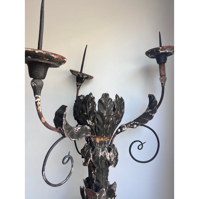 Stunning Spanish Baroque Revival Large Ecclesiastical Pricket Candelabrum circa 1880-1900 another term is Pricket...