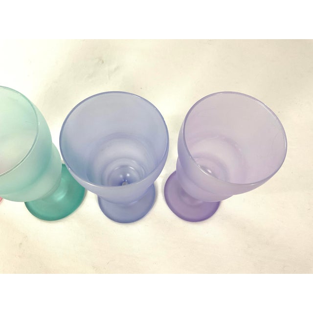 Mid-Century Modern 1960s Mid Century Modern,-Frosted, Pastel Ice Cream Sundae/Parfait Glasses – Set of Four For Sale - Image 3 of 5